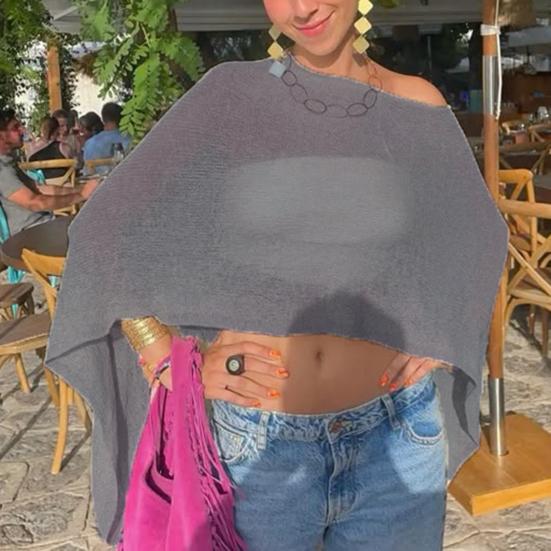 Women Cloak Shawl Mesh Wrap with Pullover Sweater Travel Wrap-around Hem Lightweight Summer Clothing