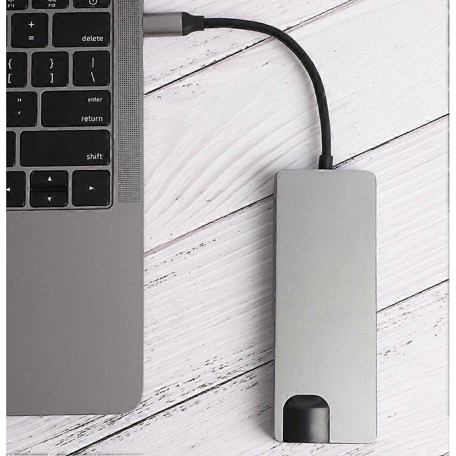 Ethernet Type-C Hub To USB 3.0 X 2 HDMI Memory Card Reader Office Accessories for Notebook Black