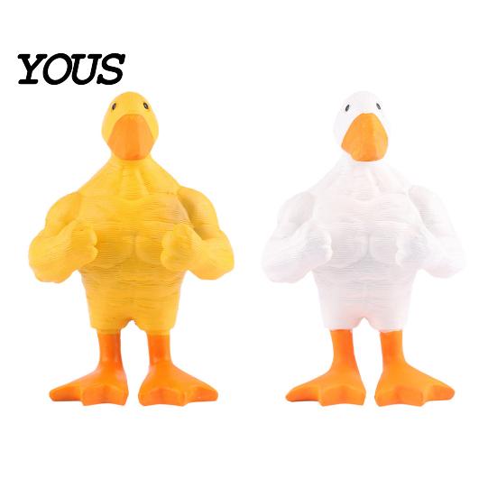 Pato Musculoso Accesorio de Escritorio Figura Musculosa de Resina, Estatua Fuerte de Fitness, Adorno Blanco Amarillo en Forma de Figura para Decoración de Mesa Hogar Oficina