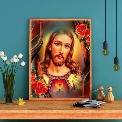 5D DIY Diamond Painting Jesus Looking In The Mirror Cross Stitch Kit Mosaic Diamond Embroidery Rose Full Round Square Drill Home Decoration