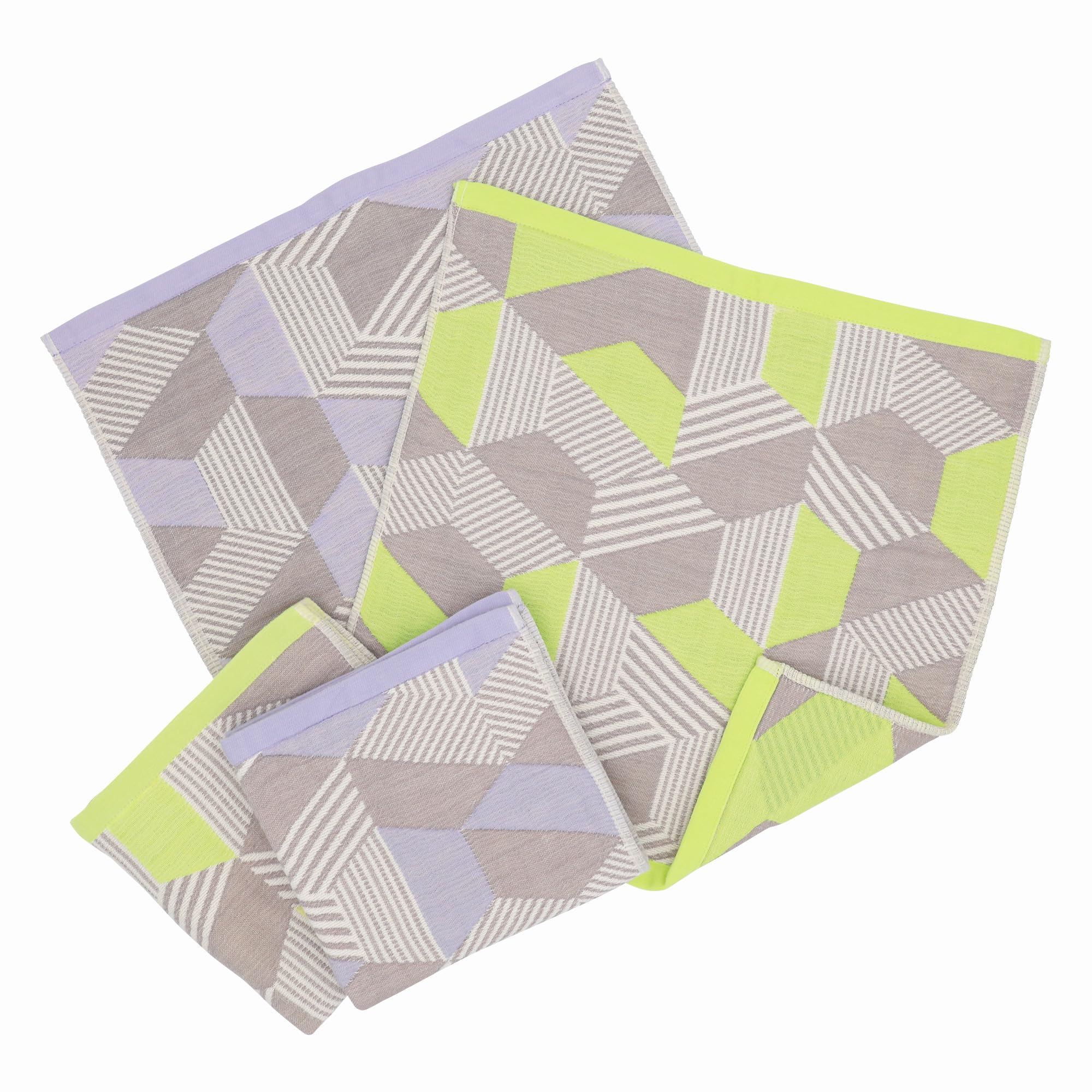 

hiorie Gauze Hand Set of Made in Lavender Lime 6-Layer Towels, 4, Japan, Rokkakukei, +