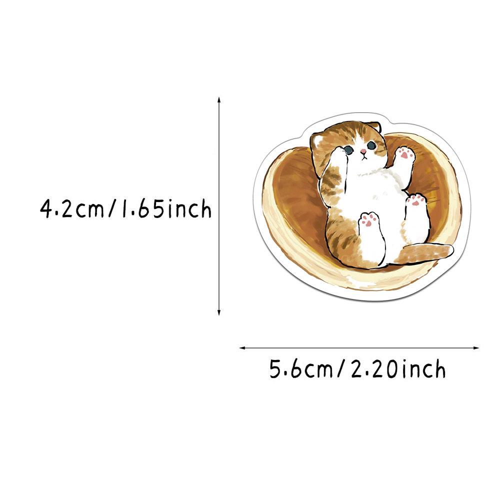 64-Piece Yellow Cat Cartoon Sticker Set for DIY Journals, Phone Cases, and Notebooks