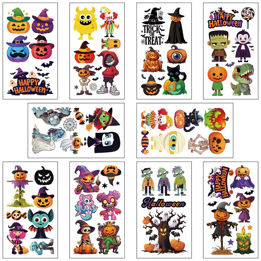 

10 листов мультфильм Хэллоуин татуировки наклейки для лица руки тела временные поддельные водонепроницаемые татуировки наклейки фестиваль вечеринка подарки