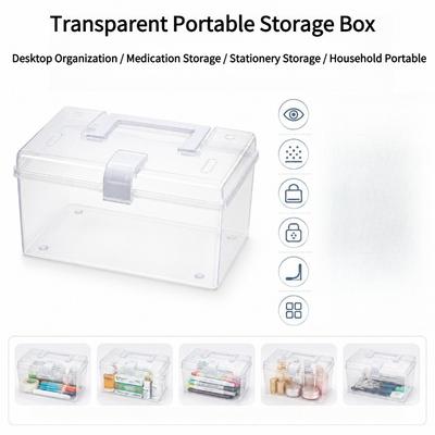 1 pièce boîte de rangement transparente pour la maison boîte de finition en plastique de bureau boîte de rangement portable petite boîte boîte de tri boîte à médicaments portable