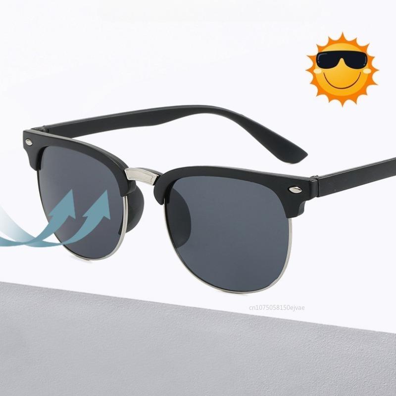 Half Frame Korean Retro Sunglasses Latest Unisex Designer Sun Glasses Leisure Sports Sunglasses Man Women Square Eyeglasses
