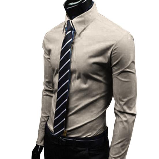 Modisches Hemd für Herren, einfarbig, langärmelig, schmales formelles Business-Oberteil