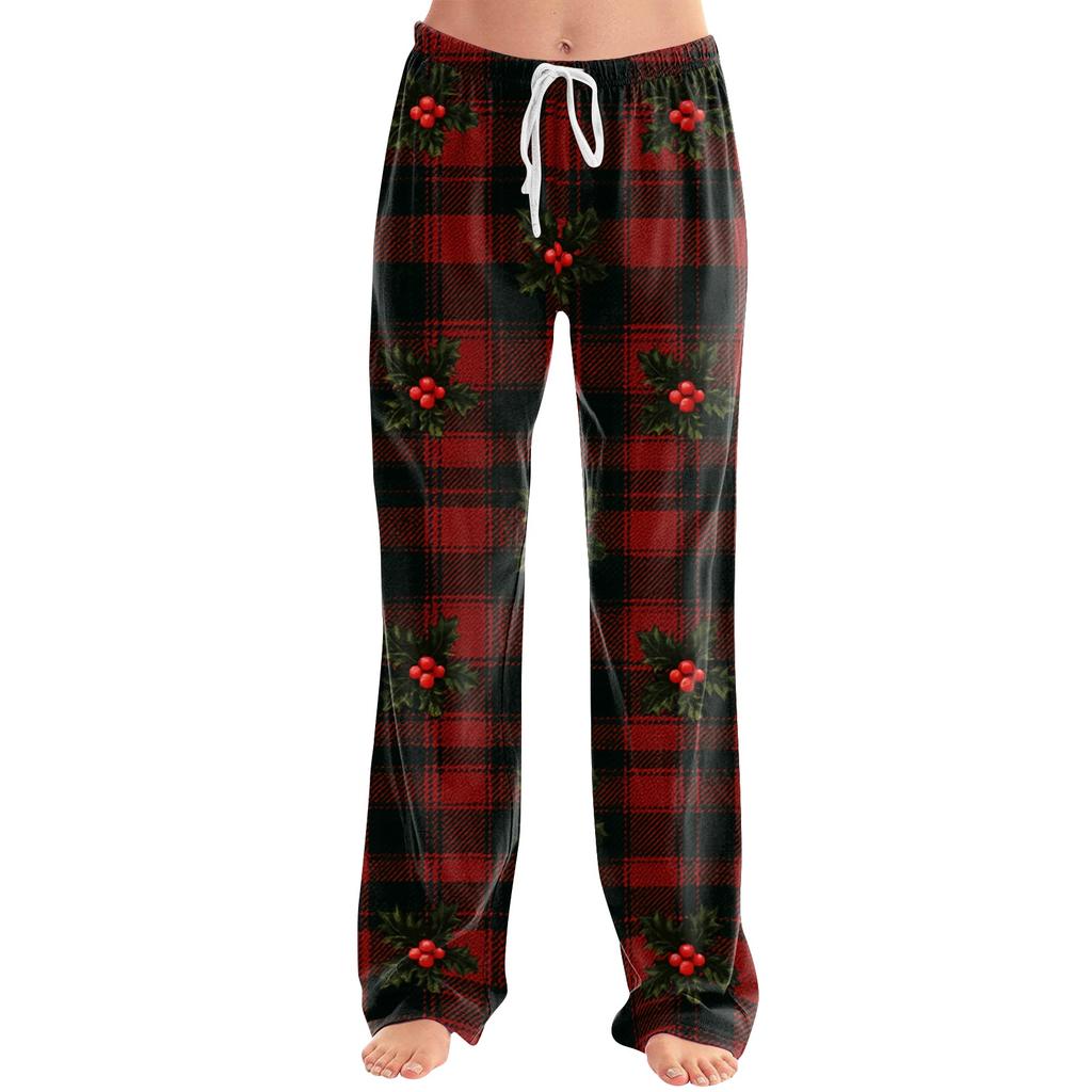 Women's Casual Christmas Print Loose Fit Pajama Pants for Home Sleepwear