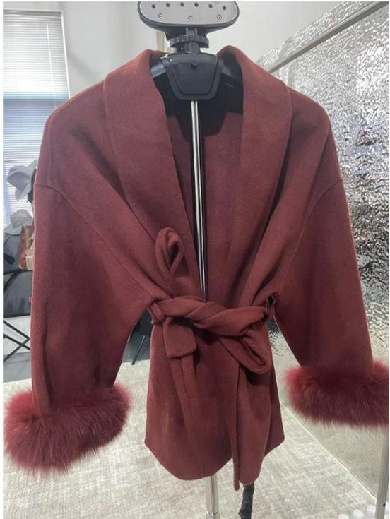 2025 Women's Short Fox Fur Wool Coat - Double-Sided Bathrobe Style