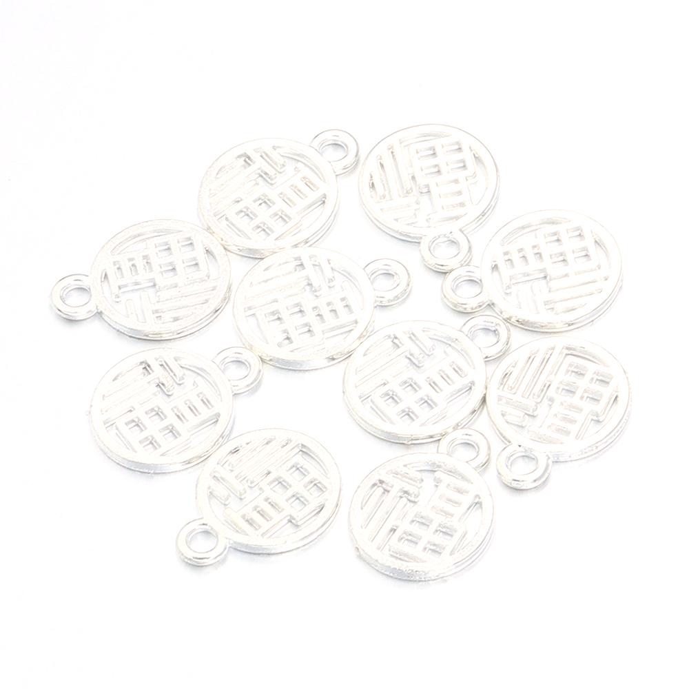50pcs Alloy Good Luck Charms Lucky Chinese Character Fu Pendants For DIY Jewelry Making New Year Bracelets Necklace Accessories