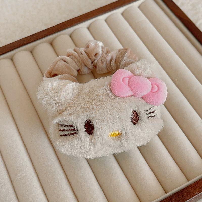 Cat Golden Velvet Large Intestine Hair Ring Bow Plush Accessories
