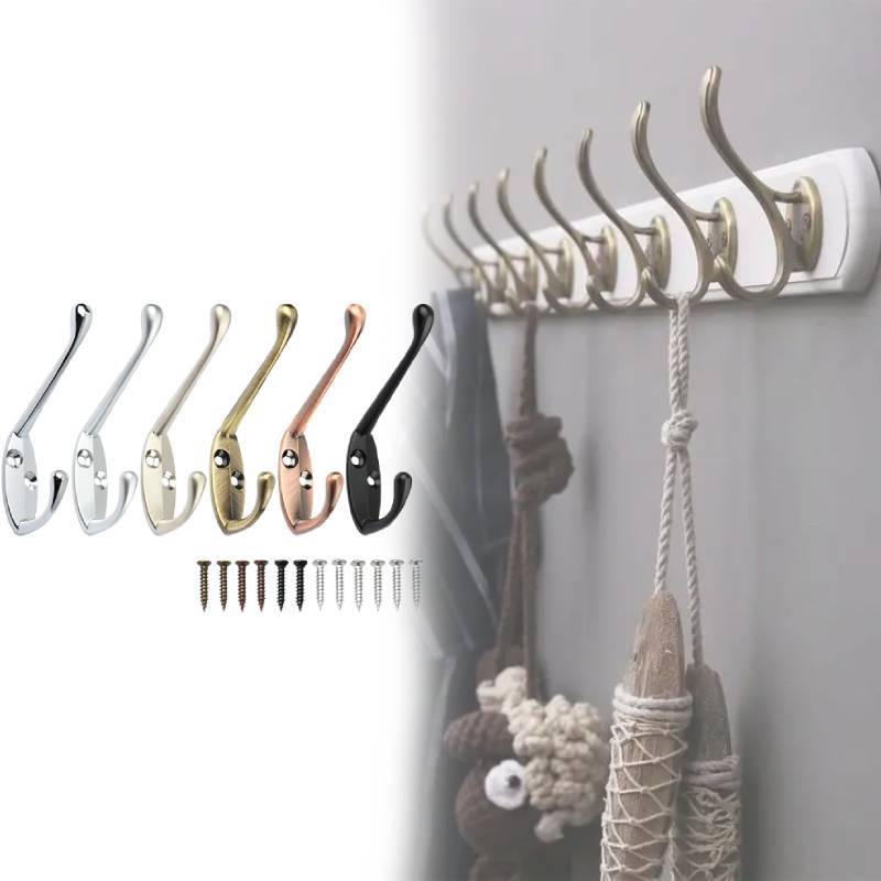 Alloy Durable Zinc Coat Hanger With Drill Holes For Bathroom Closet Organization