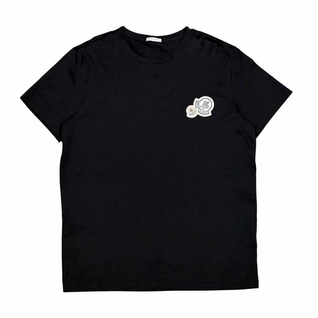 MONCLER Double Patch T-Shirt Black Men's Size XL Model K20918C000358390Y