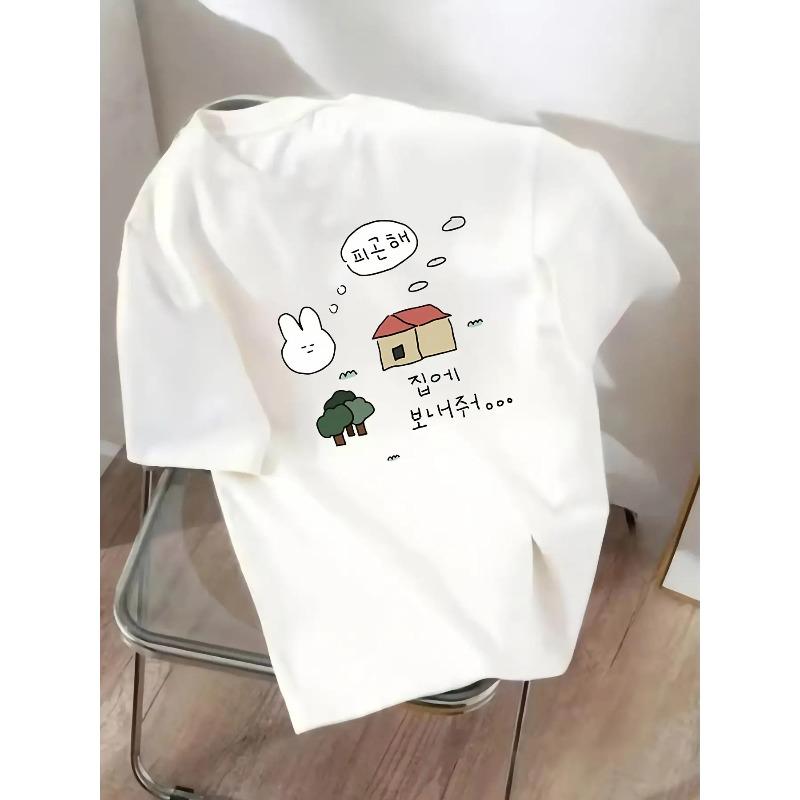 

Womens Japanese Animation Graphic TShirt Cute Rabbit Take Me Home Because Im Tired Text Harajuku Sleeve Aesthetic Clothes S