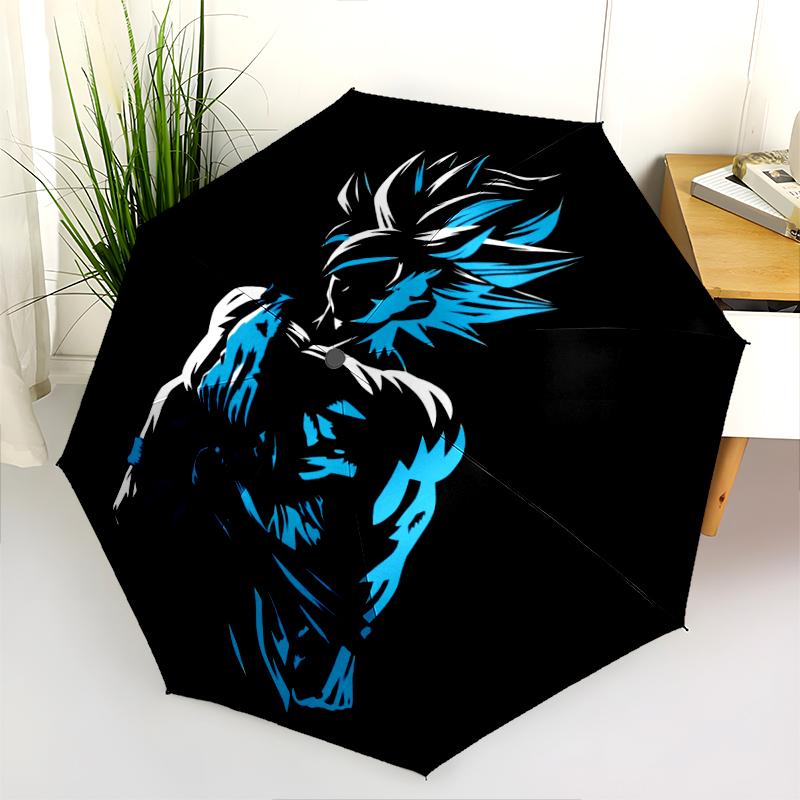 Vzor Goku Dragon Ball, automatický skládací deštník, přenosný a skládací design, 8 žeber, vánoční nebo narozeninový dárek.
