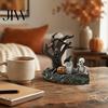 Sun Resistant Gothic Decor Halloween Garden Ornaments, Spooky Cemetery with Resin Skulls Dead Trees Props Pumpkin Raven for Indoor Outdoor Horror
