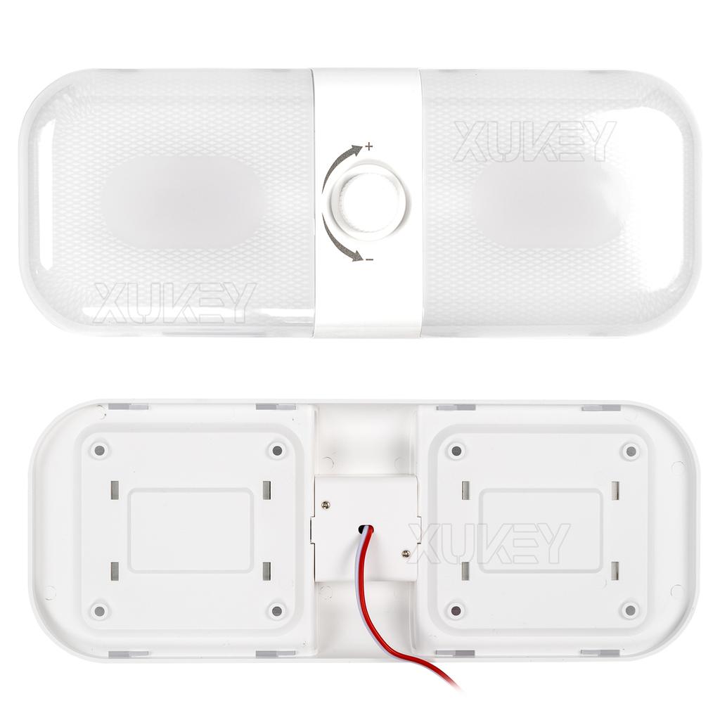 12-24v LED Interior Reading Double Dome Ceiling Light Cabin Roof Lamp Bar RV Boat Camper Trailer Caravan Lorry Stepless Dimming