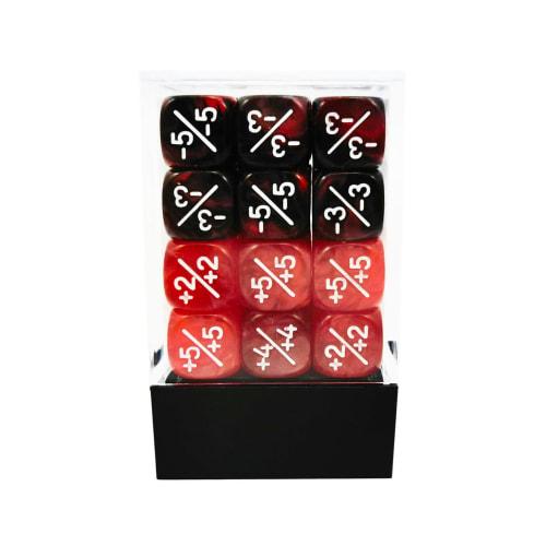 36pcs 12mm Positive and Negative Dice Counters Marble Red+Gemini Red&Black Set, Small Token Dice Loyalty Dice Compatible with MTG, CCG, Card Games