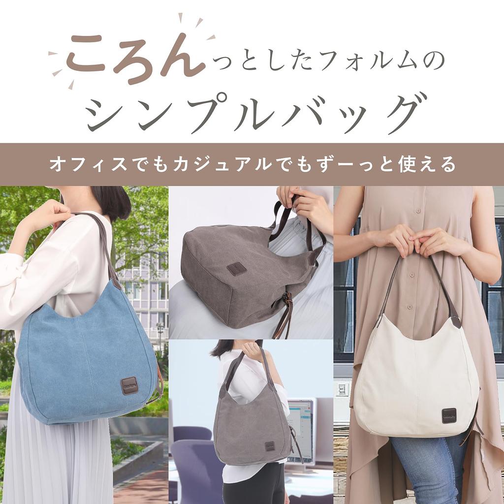 Durable Canvas Lightweight Canvas Tote Casual 1402 [Cocos Pygmy] Material, Bag, Bag, Canvas, Plain, Women's (Natural)