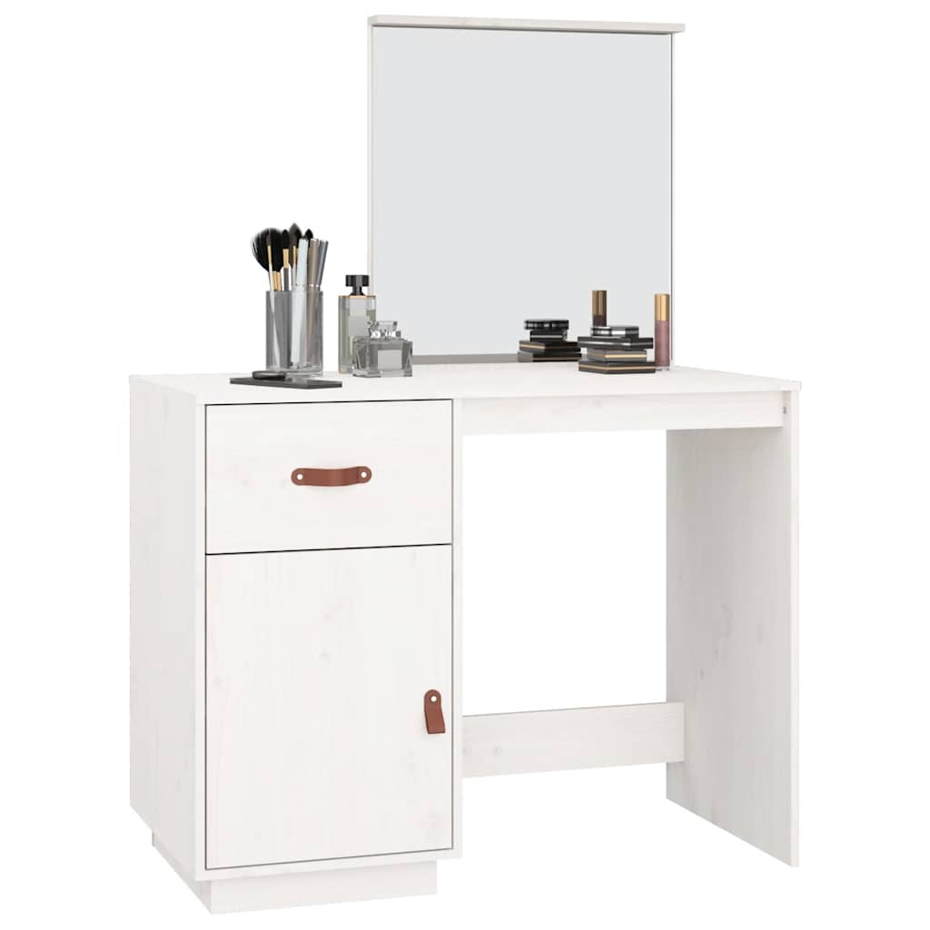 White Makeup Table 95 x 50 x 134 cm Solid Pine Wood