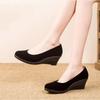 women cute light weight high quality black anti skid slip on wedge heel shoes lady leisure sweet comfort heel shoes ab207