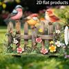 Acrylic 2D Bird Garden Fence Ornament, Hanging Decor for Planter & Patio, Funny Garden Art & Friend Gift