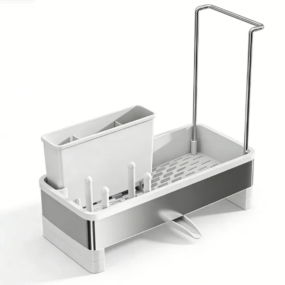 Countertop Storage Rack Space-Saving Stainless Steel Kitchen Sink Organizer Efficient Drainage Multi-functional Storage Tool