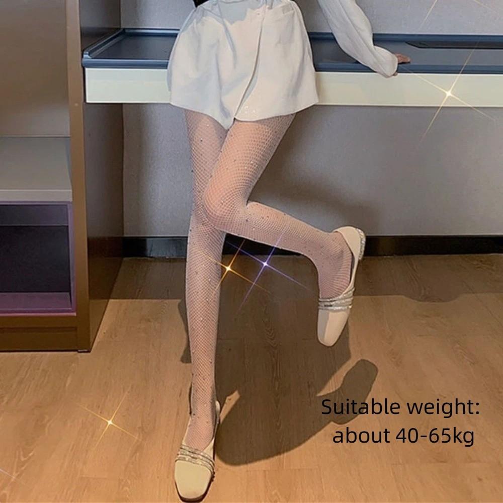 Shiny Net Rhinestone Fishnet Stockings Glitter Small Mesh Fishnet Diamond Pantyhose Hot-drilled Thin Fishnet Tights Fashion Show