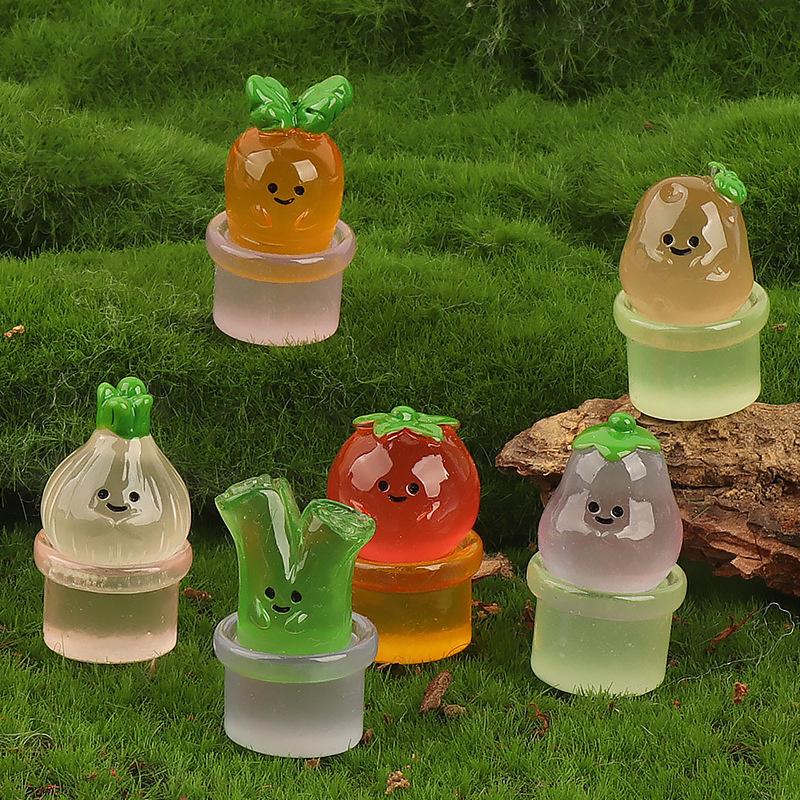 Noctilucent Moss Vegetable Potted Plant Landscape Miniature Figurines Ornament Diy Doll House Decoration Car Ornament Gifts