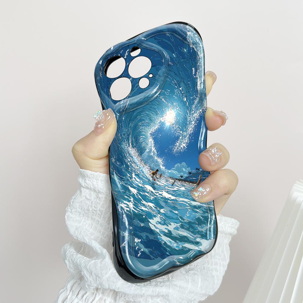 Roztomilý kreslený vzor s krémovou texturou Pouzdro s vlnitým okrajem, měkký silikonový kryt, pouzdro na telefon OPPO Reno Realme
