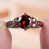 Luxury Female Red Zircon Big Stone Engagement Round Ring Vintage Black Color Wedding Fashion Jewelry For Women