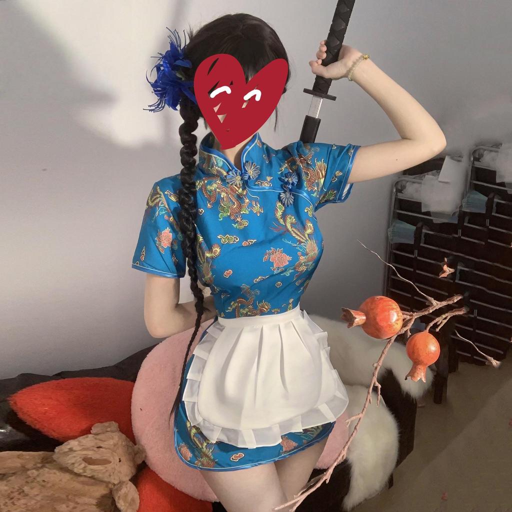 Qipao Dienstmädchen Cosplay Outfit im chinesischen Stil: Verlockendes zweidimensionales Design, leicht zu entfernen