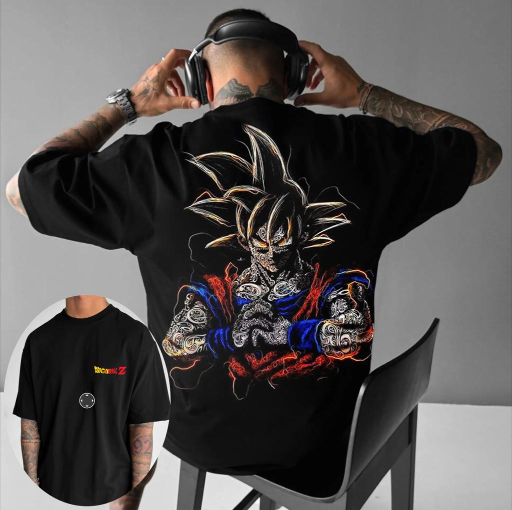 Dragon Ball Japanese Animation GOKU Printed T-shirt Latest Summer Trend Men's and Women's Short-sleeved Cotton Loose Top