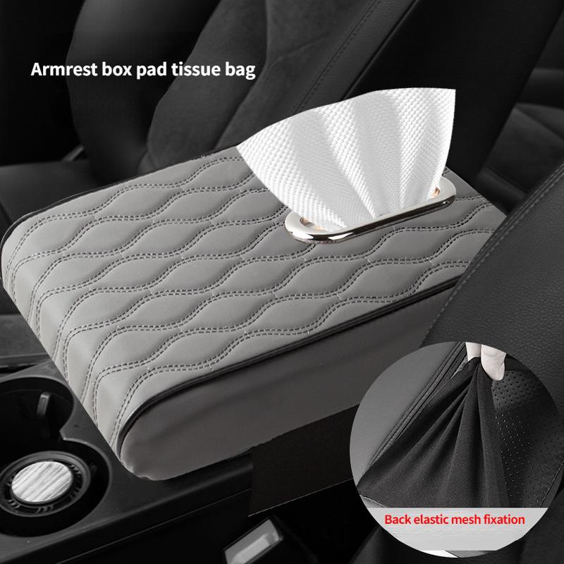 Car Armrest Box Height Pad Universal Leather Armrest Cushion Memory Foam Support Armrest Storage with Pocket Central Universal