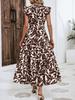 2026 New Summer Fashion Women's Ruffled Flutter Sleeve Lace-Up Printed Fairy Dress