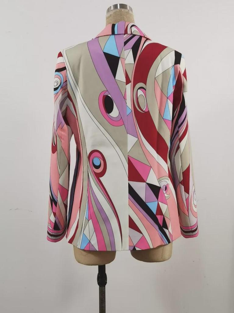 Conjunto de Traje Rosa para Mujer Guoer con Cuello en V, Estampado de Algodón y Botón Único