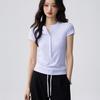 Women's Elegant Tencel Lyocell Henley Short Sleeve Slim Fit Top
