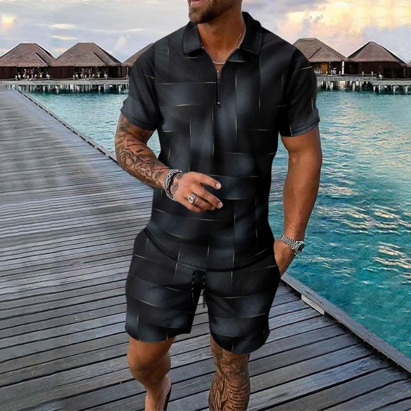 

Men s Button Down Short Sleeve Shirt Shorts Outfit S сірий колір