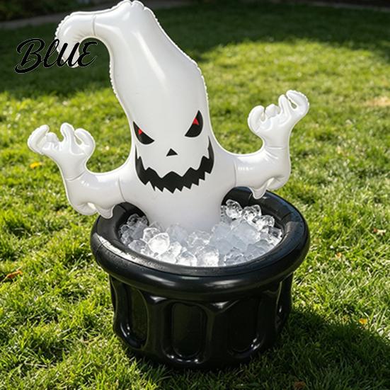 Black Magic Ice Bucket Inflatable Ghost Bucket Halloween Party Drink Tub White Double-layer Beverage Cooler for Decor Outdoor Picnic Storage