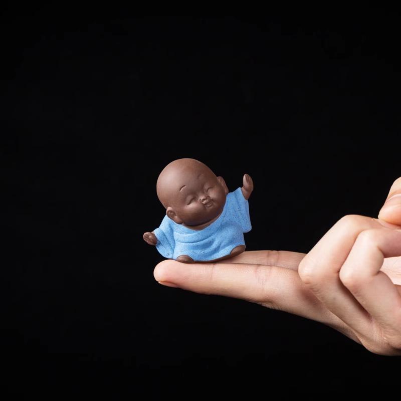 Fingertip Tea Pet Purple Clay Little Monk Youth Kung Fu Cute Character Tea Play Ornament