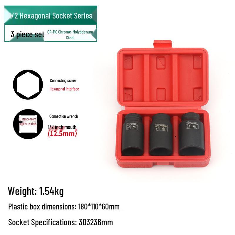 Heavy Duty 1/2 Electric & Pneumatic Hex/Torx Socket Set for Extended Wind Gun & Wrench