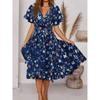 Women's Printed V-neck Short Sleeve Dress Women's Print Short Sleeve Dress