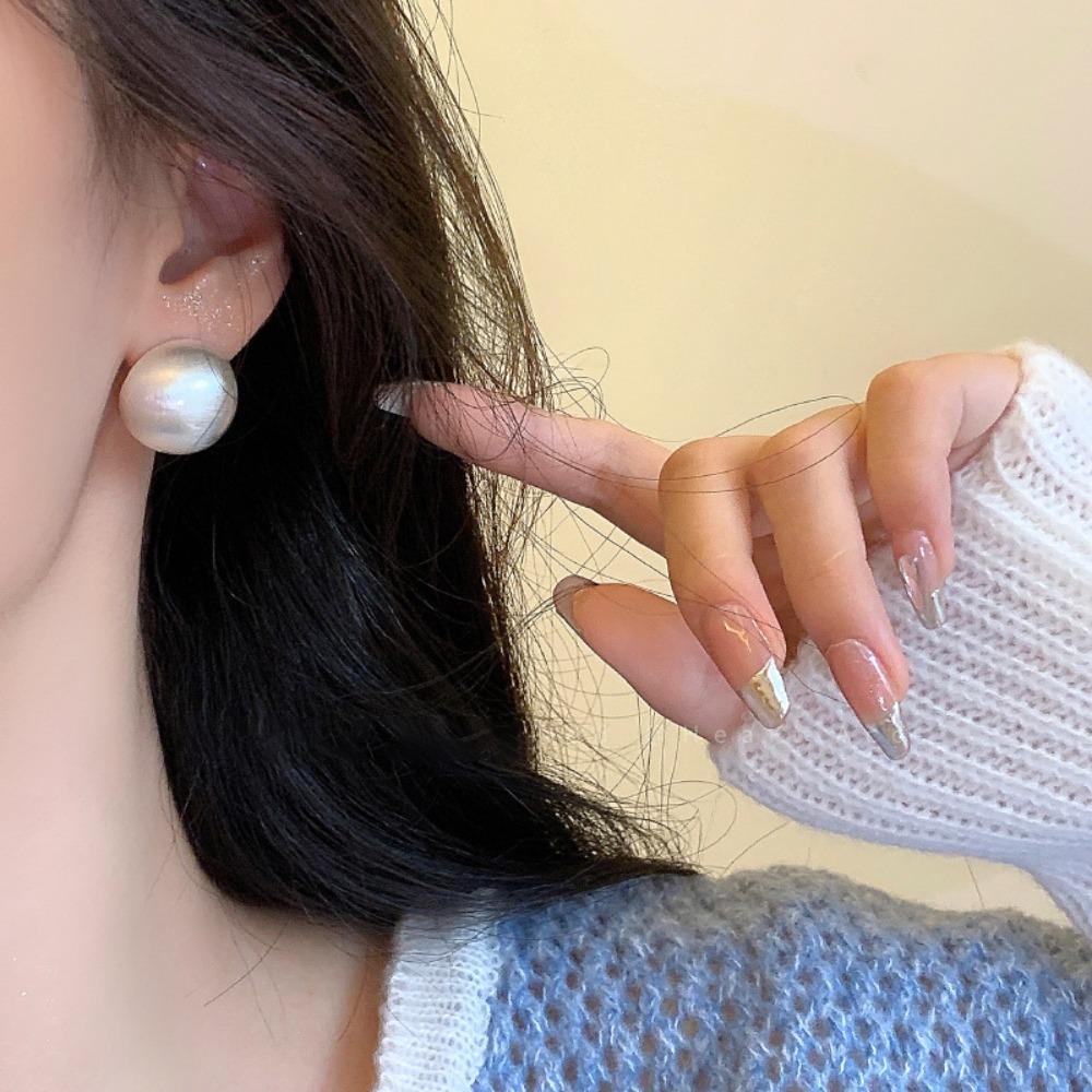 Vintage Exaggerated Personality Round Matte Stud Earrings for Women Temperament Enfashion Korea Earring Jewelry Accessory Gift