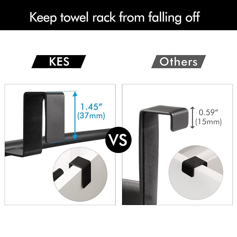 KES Over The Door Towel Rack, Over Cabinet Towel Bar Kitchen Bathroom Towel Holder Storage Dish Towel Holder, Over Cabin чёрный