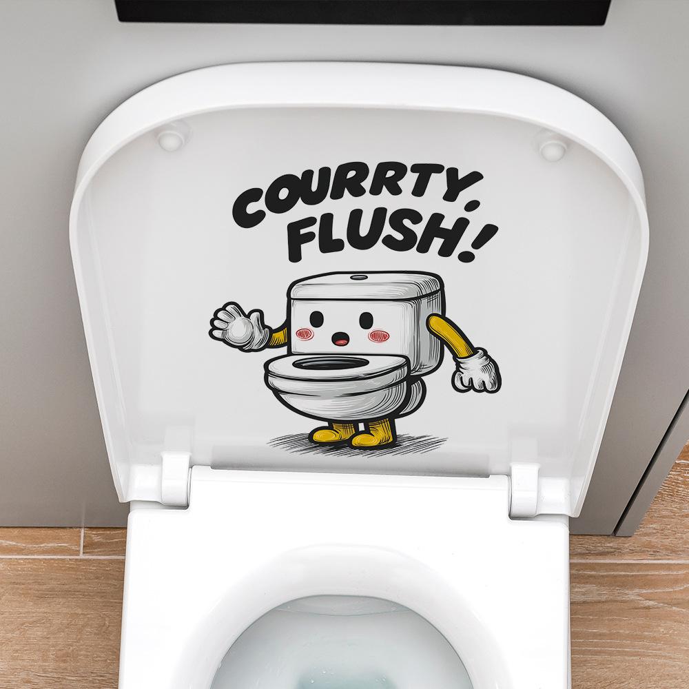Cartoon Toilettenfiguren und englische Slogans für Badezimmer-Toilette Toiletten-Dekorationsaufkleber