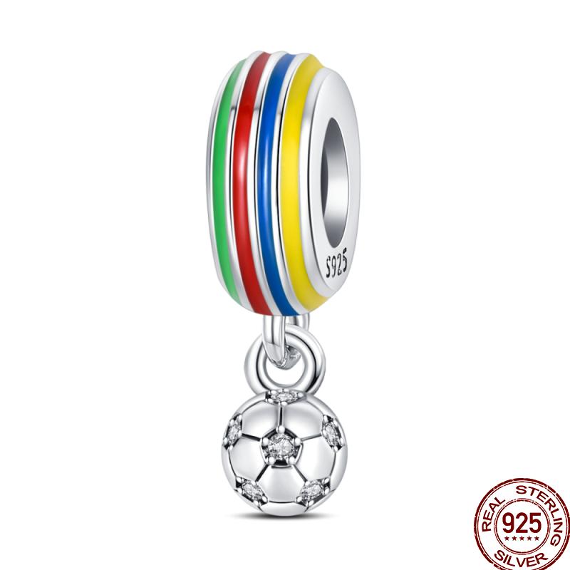 American Sports Series Copper Badminton Baseball Football Pendant Beads Suitable For 3Mm Original Bracelet Diy