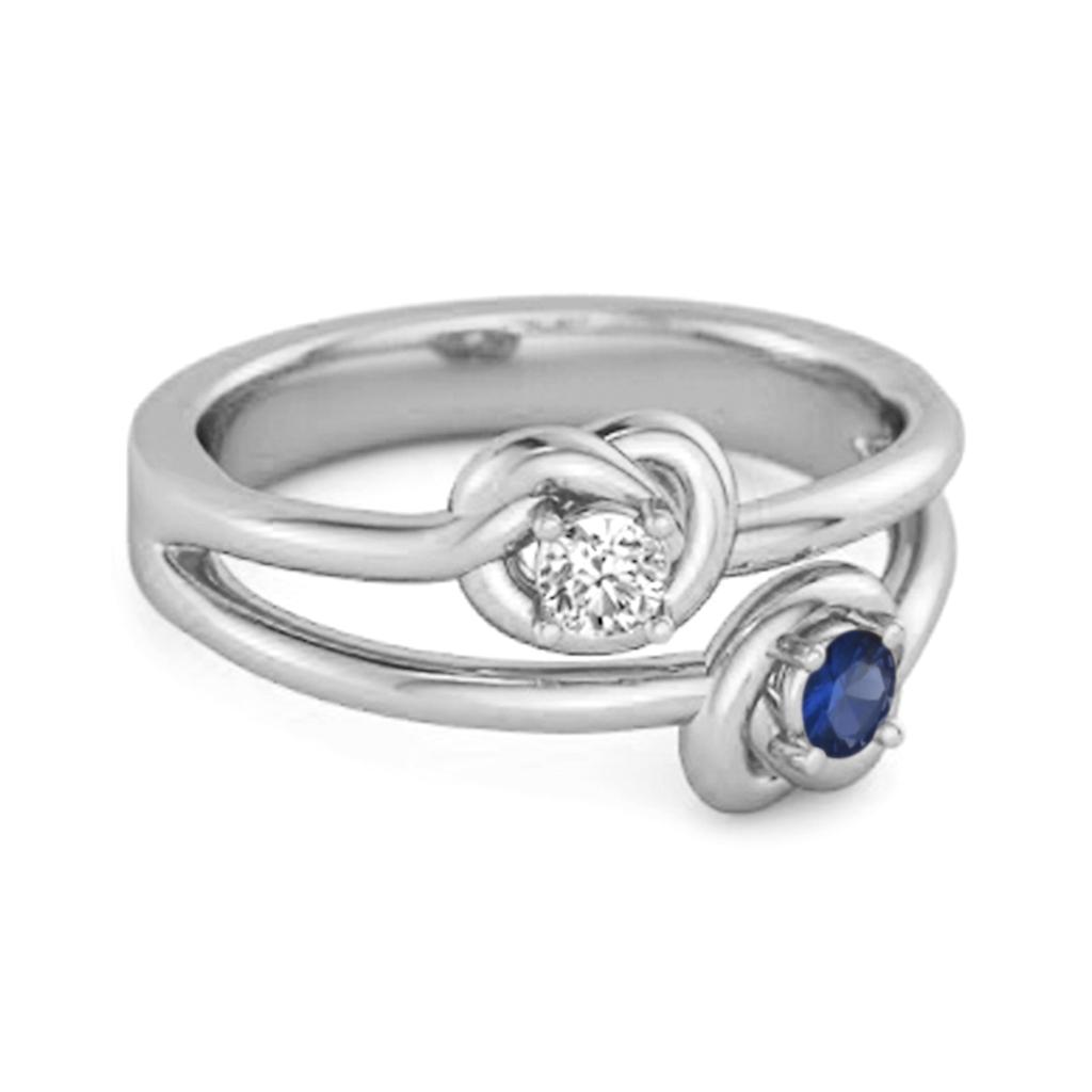 Blue Sapphire Dual Stone Ring - 925  Sterling Silver