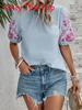 Elegante Blusa Ricamata Floreale con Maniche a Bolla per Abbigliamento Casual Primaverile
