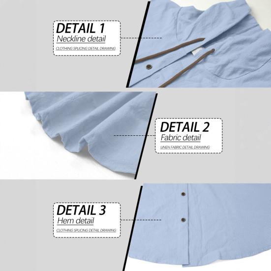 Camisetas para Hombre con Capucha Cordón Manga Larga Botones Tapeta Camisa Tops Color Liso Corte Regular Casuales Viaje Oficina Uso Diario