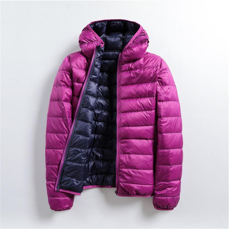 Light down jacket women's light short hooded light double-sided wear double-sided wear jacket new year