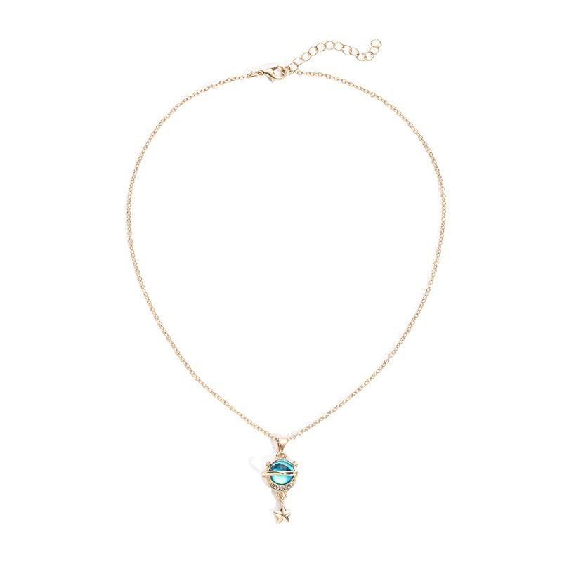 Accessories Fashion Diamond Planet Pendant Personalized Alloy Star Necklace Women's Cover